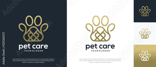 Dog paw logo design illustration. Dog paw love logo template.