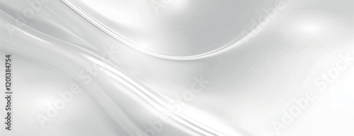 Smooth white background with a glossy texture. The background features flowing white curves, creating a sleek and modern look. Gradient wave background vector. White background.