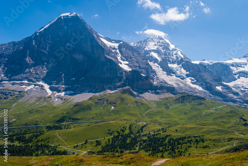 Wallpaper Mural The famous North wall of the Eiger peak and the peak Mönch, Bernese Oberland, Switzerland, Europe Torontodigital.ca