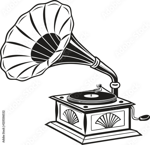 beautiful gramophone silhouette vector.