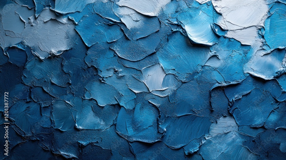 Fototapeta premium Textured blue and white oil paint strokes.