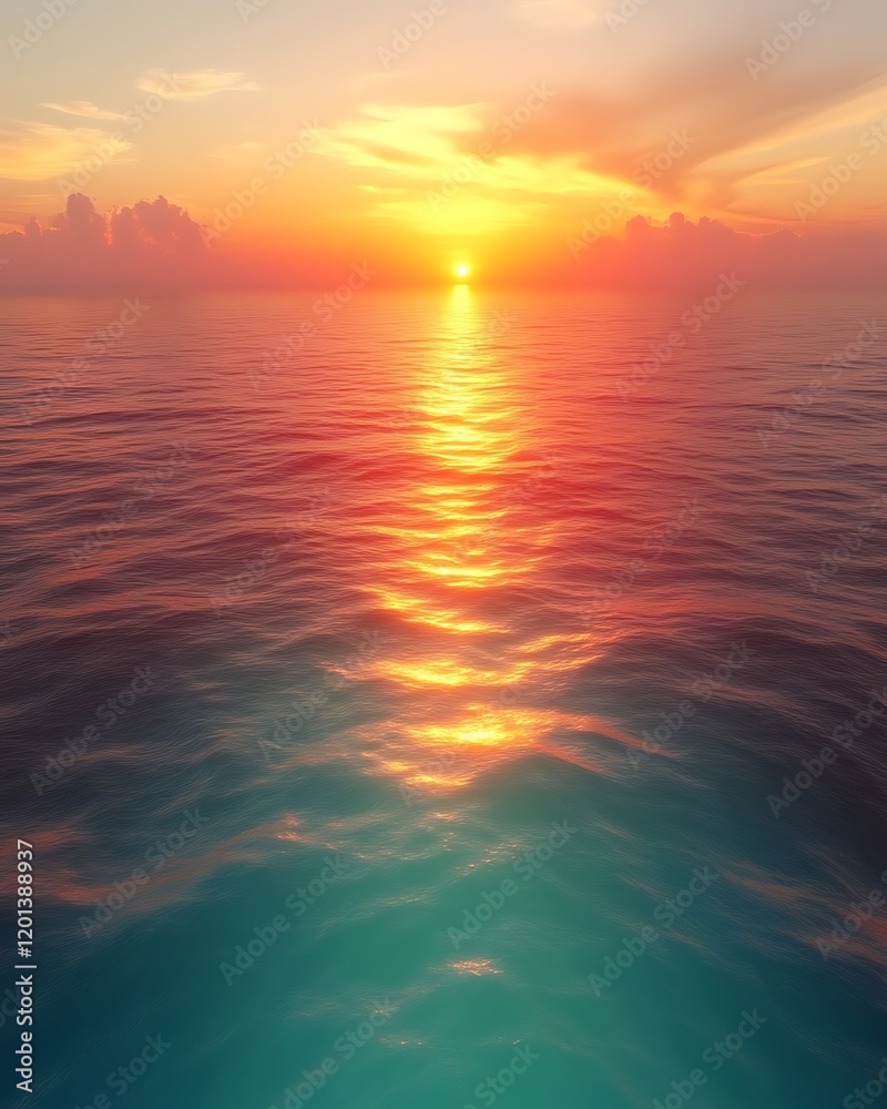 Obraz premium Vibrant sunset over calm ocean. (6)