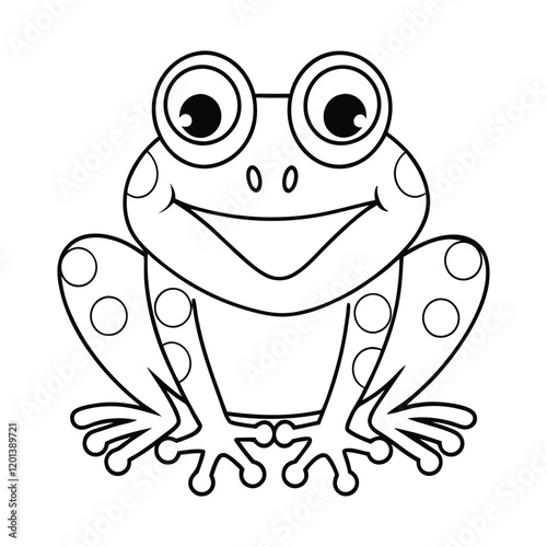 Smiling frog Line Art  coloring page illustration