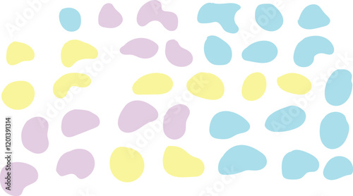 Pastel Abstract Shapes Pattern Illustration A visually soothing composition of overlapping pastel-colored abstract shapes and patterns.