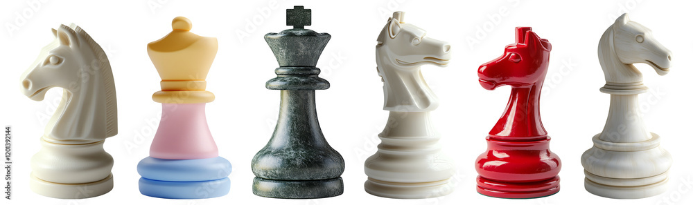 Collection of Chess Pieces on Transparent Background for Display Collection of Chess Pieces on Transparent Background for Display