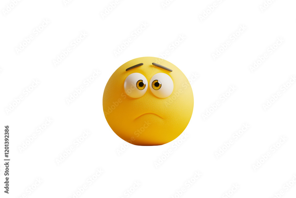 Fototapeta premium Design a yellow emoji rolling its eyes upward, with a slightly exasperated expression, conveying sarcasm or annoyance