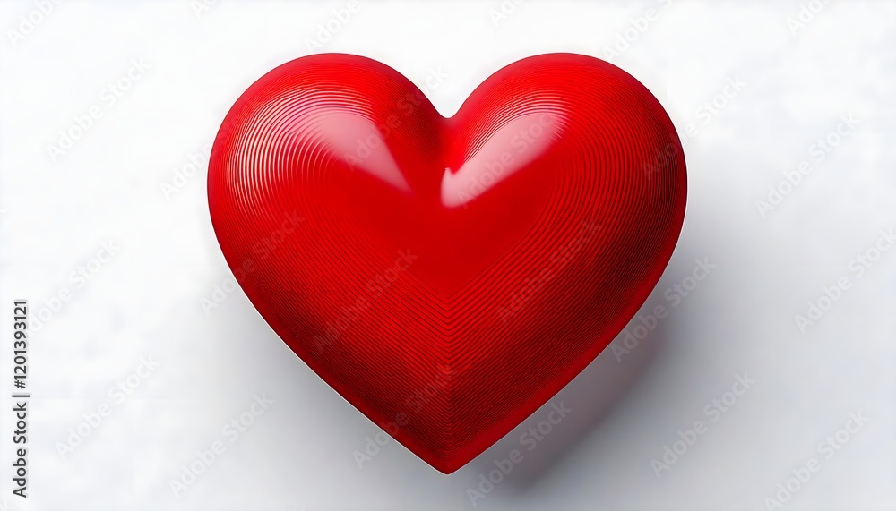 Fototapeta premium Shiny red heart isolated on transparent background, 3D rendering style, PNG image with alpha channel.