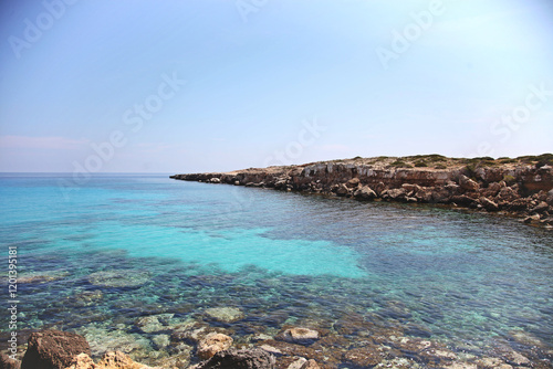 Turquoise Waters and Rocky Coastline of Cyprus, a Mediterranean Paradise