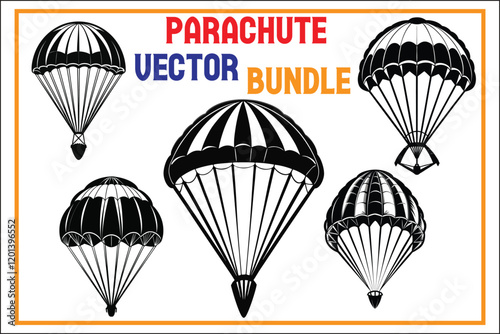 parachute illustration, vector parachute, parachute clipart, parachute silhouette, skydiver vector, parachuting vector, parachute icon, colorful parachute, parachute logo, skydiving equipment vector, 