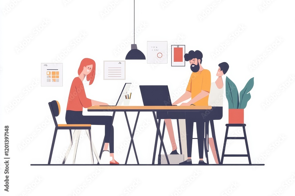 Owner of a small creative business and his team working, Generative AI Owner of a small creative business and his team working, Generative AI