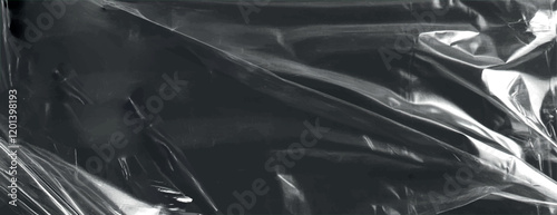 Shiny black background with a glossy texture. The black background features smooth, reflective surfaces creating a sleek, modern look. Plastic foil wrap texture background. Black background vector.