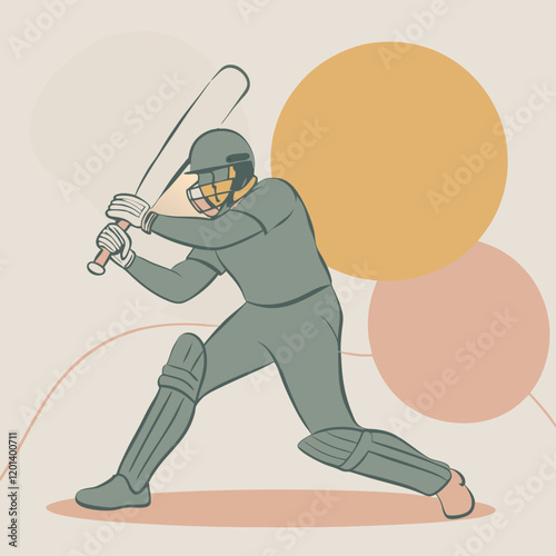 vector silhouette of a cricket batsman in the act of hitting the ball. 