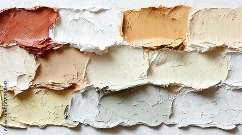 Textured palette of earthy tones and neutrals in oil paint. photo