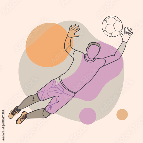 vector silhouette of a soccer goalkeeper making a dramatic save.  