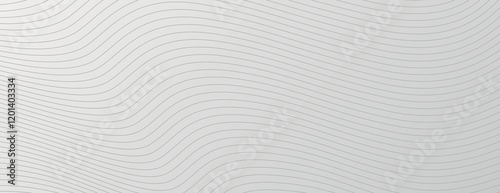 A light gray background with wavy line patterns. The gray background has a smooth texture, creating a subtle, modern design. Modern wavy line pattern background. Gray background vector.