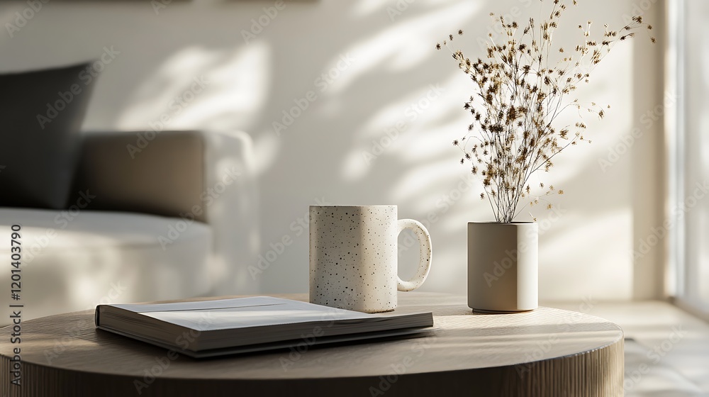 © Zara - A mug and a book placed on a modern side table with natural light