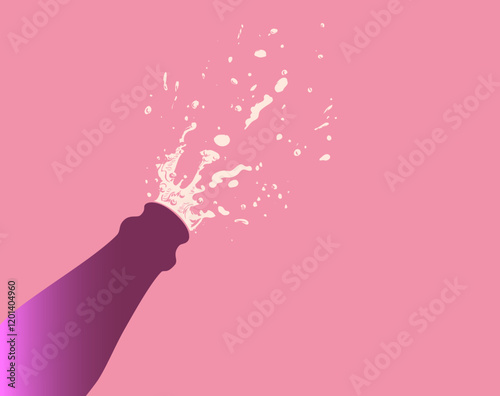 Champagne Bottle Explosion with Splashes. Hen party