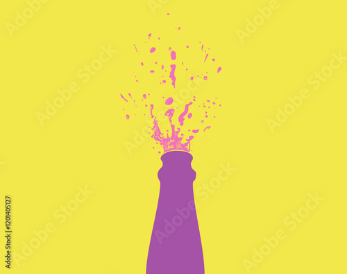 Champagne Bottle Explosion with Splashes. Hen party