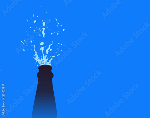 Champagne Bottle Explosion with Splashes. Hen party