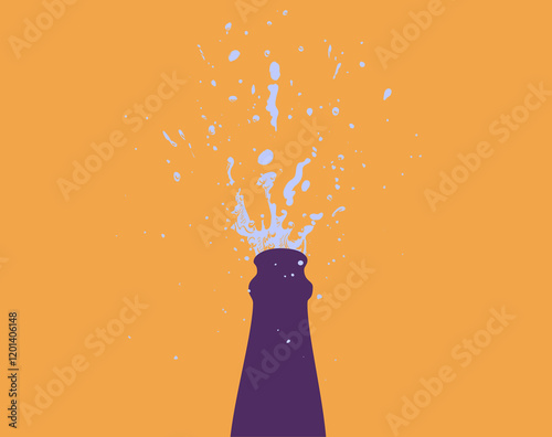 Champagne Bottle Explosion with Splashes. Hen party