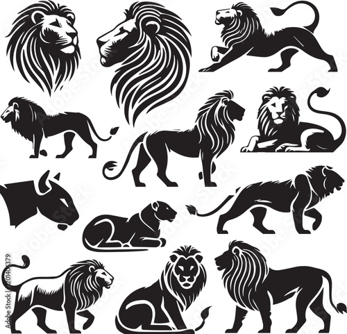 Lion vector illustration in black and white