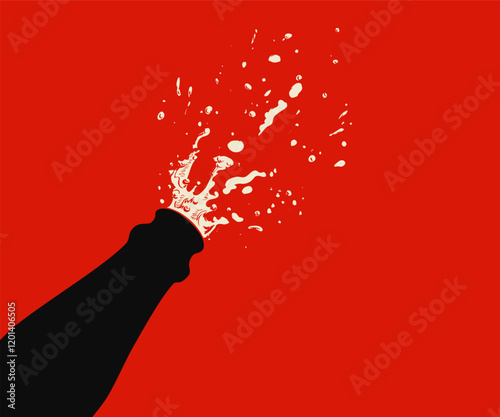 Champagne Bottle Explosion with Splashes. Hen party