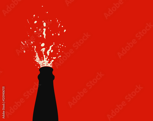 Champagne Bottle Explosion with Splashes. Hen party