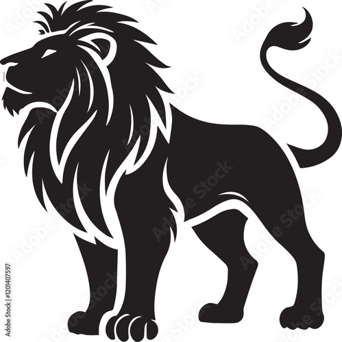 Lion vector illustration in black and white
