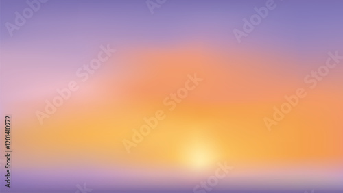 Abstract gradient nature landscape desktop wallpaper vector. Sunset orange purple sky landscape abstract background. Blurred sunset orange purple sky gradient abstract desktop wallpaper background