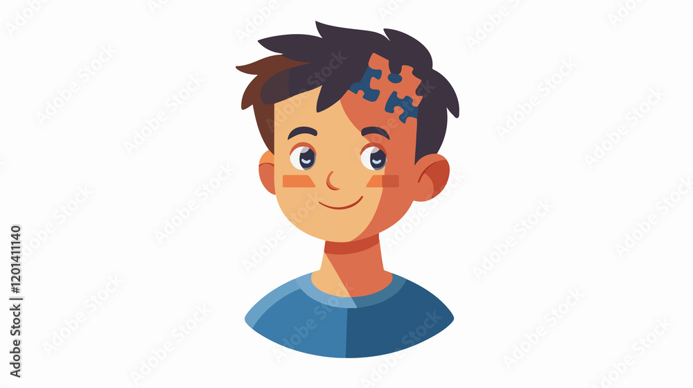 Boy Puzzle Head Icon Isolated Wide Angle Centered Image Boy Puzzle Head Icon Isolated Wide Angle Centered Image
