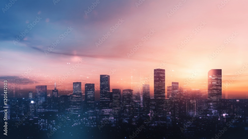 Stunning urban skyline at dusk showcasing a blend of modern architecture and vibrant colors, highlighting the beauty of city life and twilight reflections Stunning urban skyline at dusk showcasing a blend of modern architecture and vibrant colors, highlighting the beauty of city life and twilight reflections