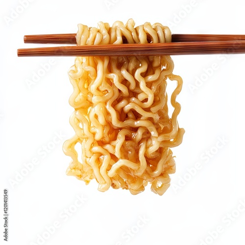 Close-up of Instant Noodles with Chopsticks photo