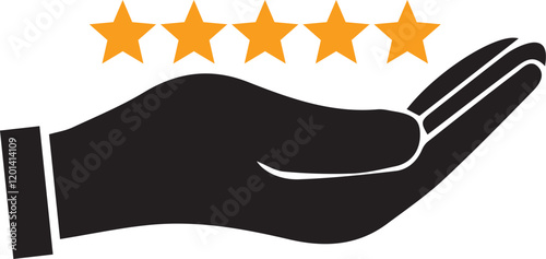 customer reviews sign. Five stars from customers icons, rating signs. user experience best customer feedback concept design
