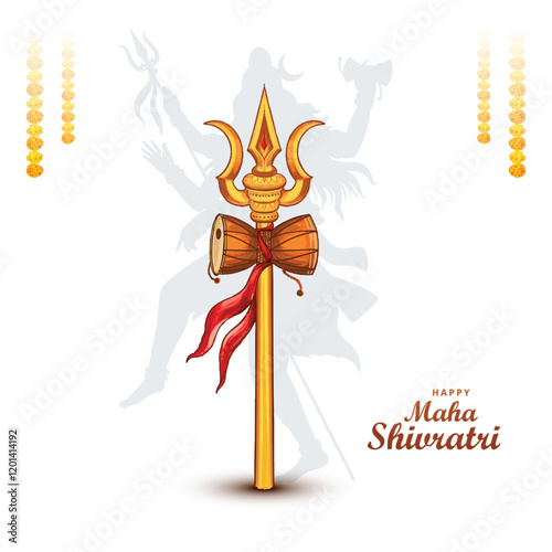 Happy maha shivratri card with trisulam a hindu festival design