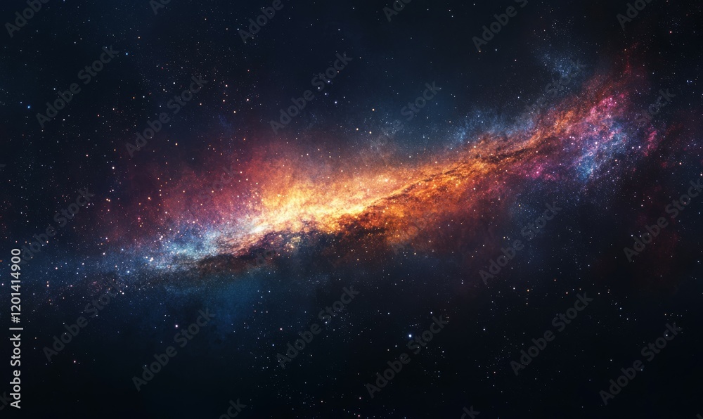 Obraz premium A breathtaking view of the Andromeda Galaxy with vibrant colors and starry night sky , star cluster, deep space, astronomy, space, celestial body