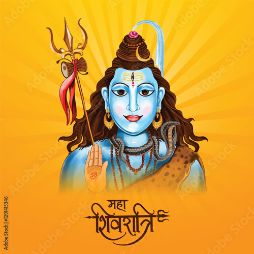 Happy maha shivratri card with trisulam a hindu festival design