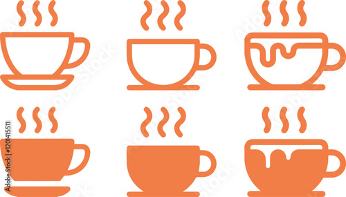 cup of coffee icon Coffe or tea cups vector icon collection. Cup hot icons design