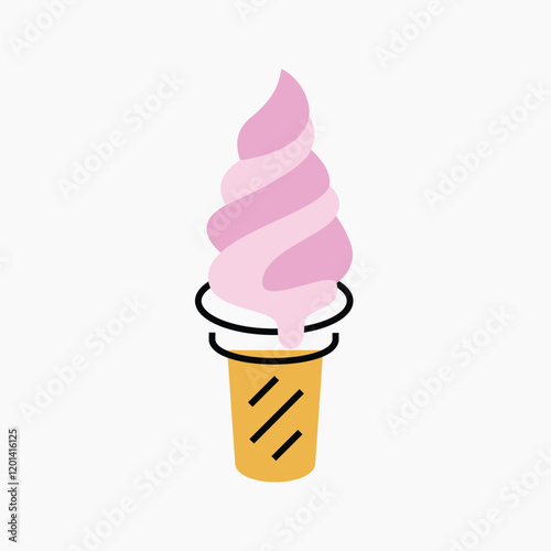 Soft serve ice-cream icon, line art design vector