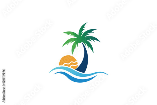 tropical island with palm tree