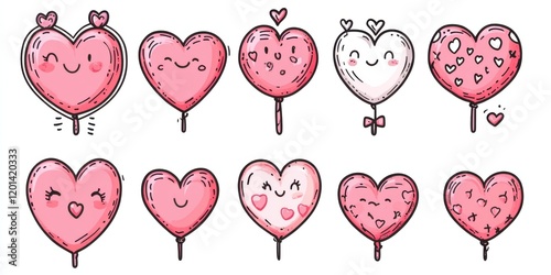 Artistic Heart Icons with Paint Splatter Effect - Vibrant Valentine Illustration