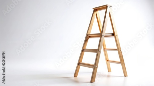 Wooden stepladder isolated on white background, wood, ladder, steps, equipment, height, home improvement, construction, tool