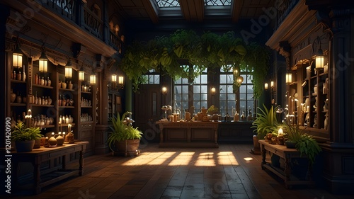Victorian Apothecary Shop with Herbalist Workspace and Magic V4