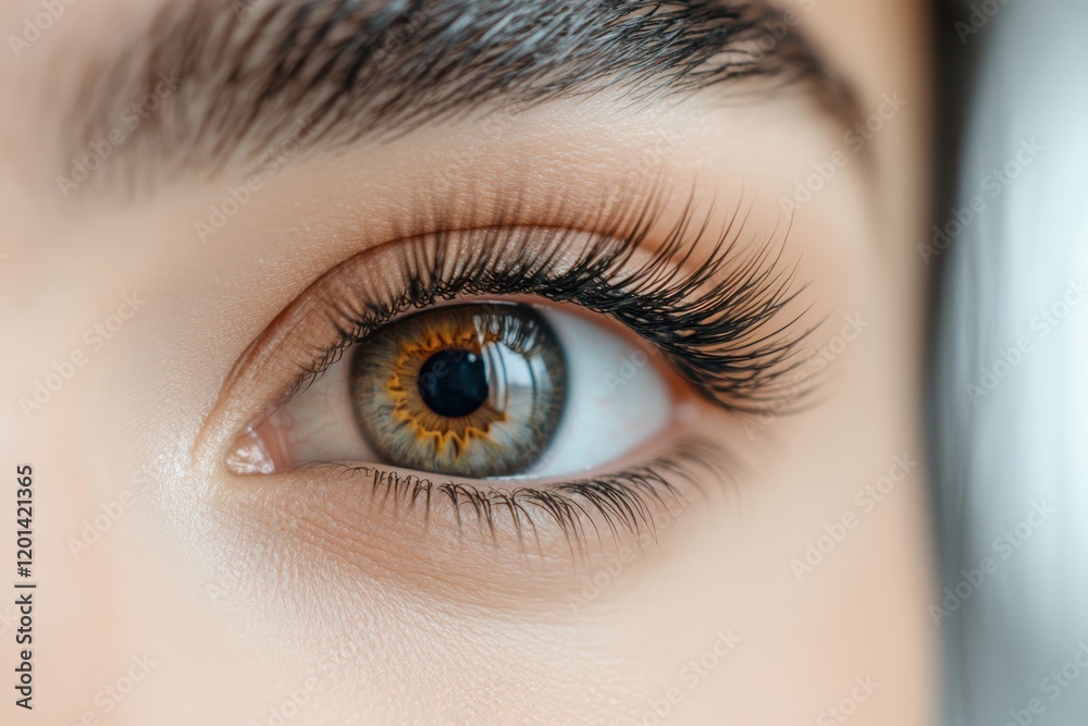 Close up view of beautiful female eye with long eyelashes Close up view of beautiful female eye with long eyelashes