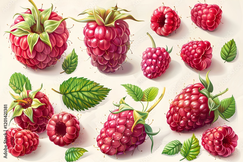 A bunch of raspberries sitting on top of a white surface A bunch of raspberries sitting on top of a white surface