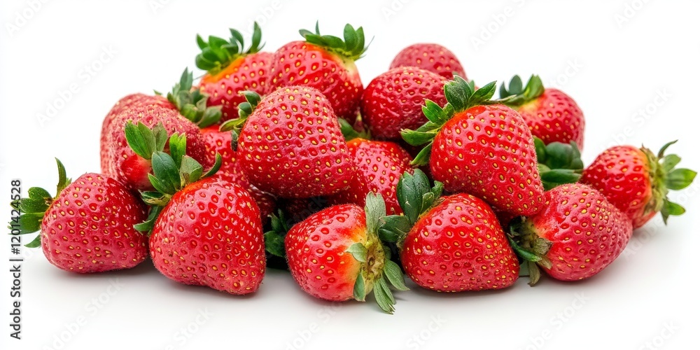 Fresh red strawberries arranged in a pile on a white background, showcasing the vibrant color and natural freshness of red strawberries, perfect for any culinary or healthy lifestyle theme. Fresh red strawberries arranged in a pile on a white background, showcasing the vibrant color and natural freshness of red strawberries, perfect for any culinary or healthy lifestyle theme.