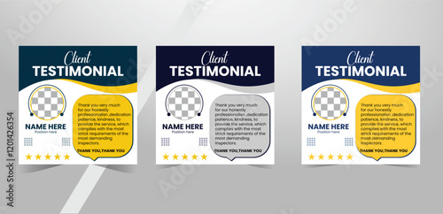 client testimonial design ,customer feedback with circular shape .