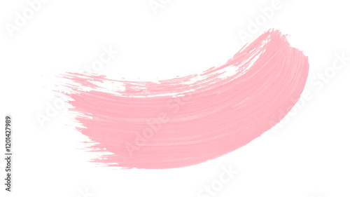 Hand drawn pink brush stroke isolated on transparent background.