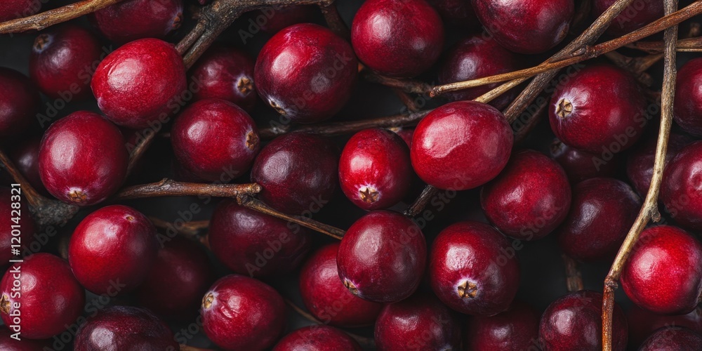 A close up view of cranberries showcases the berries with a sense of anticipation, set against a natural background featuring branches. A close up view of cranberries showcases the berries with a sense of anticipation, set against a natural background featuring branches.
