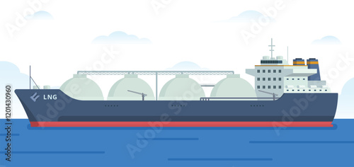 Gas Carrier Ship LNG Vector Illustration. Fully Editable Element. Easy to Edit and Customize