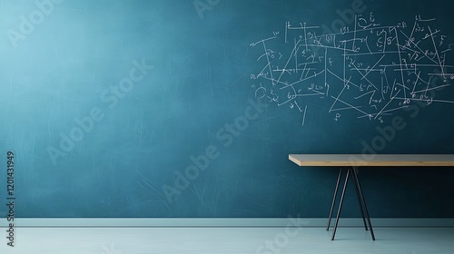 A blackboard displaying a complex polynomial equation with solutions
